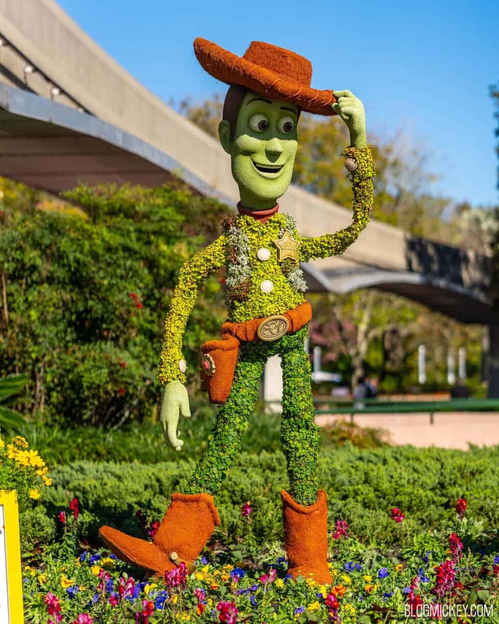 Woody, Bo Peep & Sheep Topiaries Relocated to New World